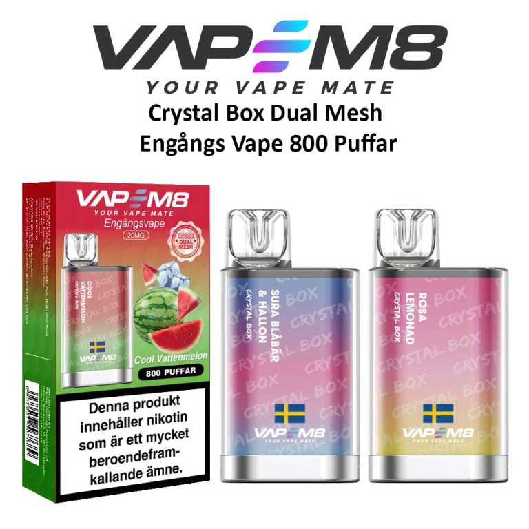 VapeM8-Crystal-Box-Dual-Mesh engångs vape
